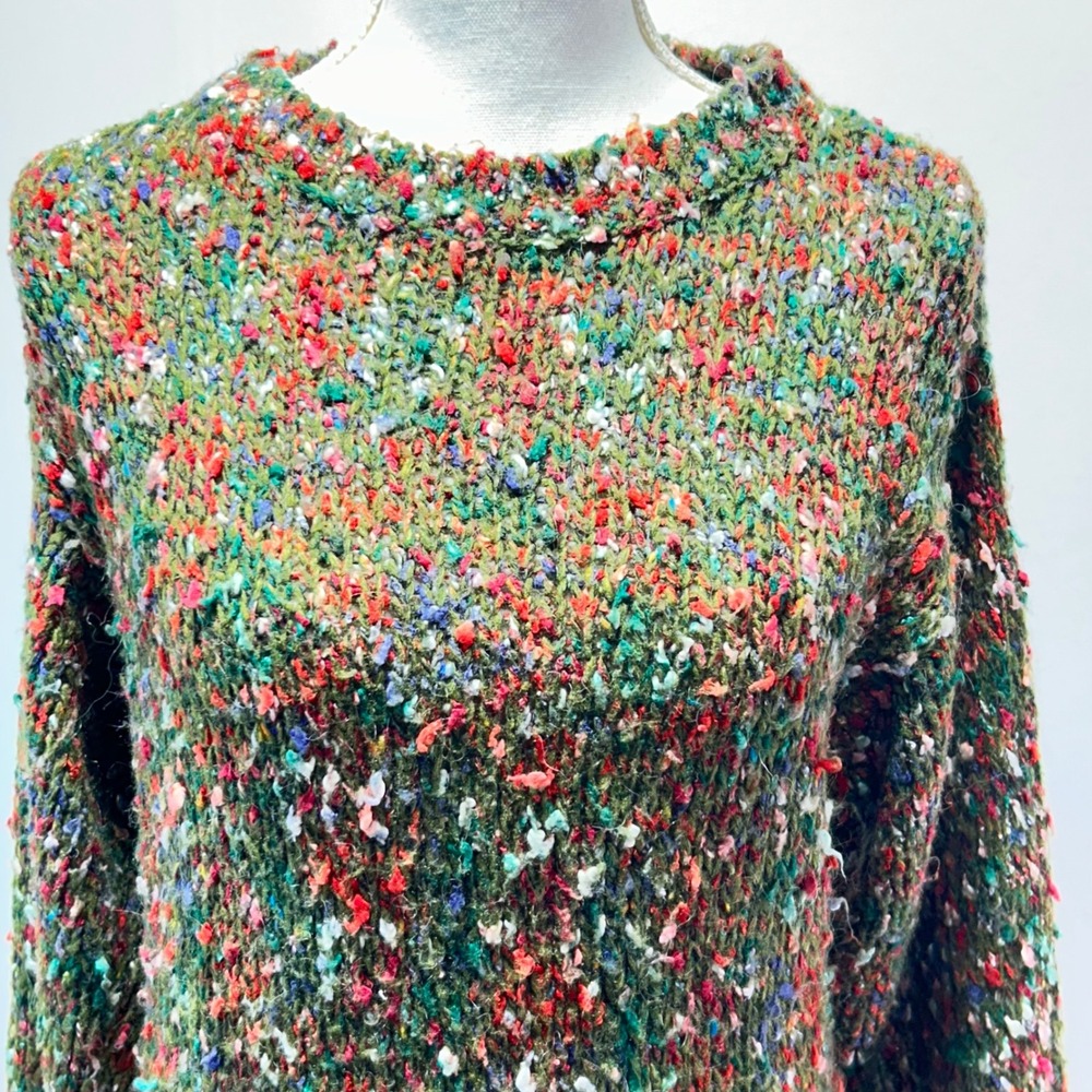 Sacha Women Multicolored Speckled Sweater Crew Neck Long Sleeve Size S Wool Blnd - Picture 2 of 6